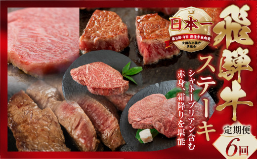 【定期便】A5 飛騨牛 ステーキ定期便 6回 6ヶ月 半年 赤身ステーキ サイコロステーキ サーロインステーキ シャトーブリアンステーキ ヒレステーキ 赤身 霜降り お楽しみ トキノ屋食品 本巣市 定期便 肉 お楽しみ 定期便 牛肉 人気  [mt352] 200000円 20万円