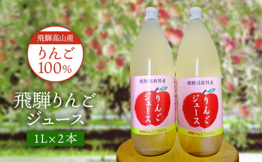飛騨高山産りんご１００％飛騨りんごジュース 1L×2本入り ｜ 飛騨りんご リンゴ 林檎 Apple 飲み物 飛騨高山 亀原果樹園 AN002