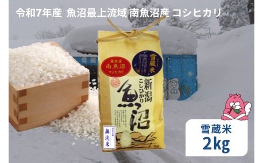 令和7年産 2kg 雪蔵貯蔵米〈無洗米〉魚沼最上流域 南魚沼産 コシヒカリ 精米したてのお米をお届け 【湯沢産 コシヒカリ】