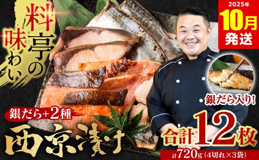 [訳あり] 厳選 鮮魚 西京漬け 720g 銀だら入り 食べ比べ 12枚 4切れ×3袋 日本料理店 料亭 西京焼き 銀だら 厳選 鮮魚 魚 さかな 冷凍[2025年10月発送]