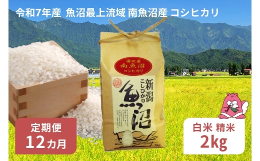 令和7年産 2kg 【12か月定期便】〈白米〉魚沼最上流域 南魚沼産 コシヒカリ 精米したてのお米をお届け 【湯沢産 コシヒカリ】
