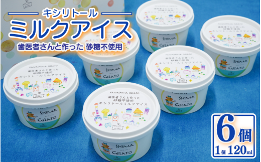 アイス キシリトール ミルクアイス 6個 120ml 砂糖不使用 虫歯予防 アイスクリーム 乳化安定剤不使用 吉野葛 天然素材 健康習慣 予防歯科 スイーツ 牛乳 ミルク ジェラート おやつ ご褒美 子供 家族 徳島県 吉野川市 