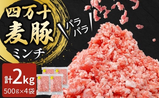 四万十麦豚 パラパラミンチ 2kg（500g×4袋）平野協同畜産 豚肉 麦豚 四万十麦豚 ブランド豚 ミンチ 豚ミンチ 冷凍ミンチ ハンバーグ Ahc-22 2179018 - 高知県四万十町