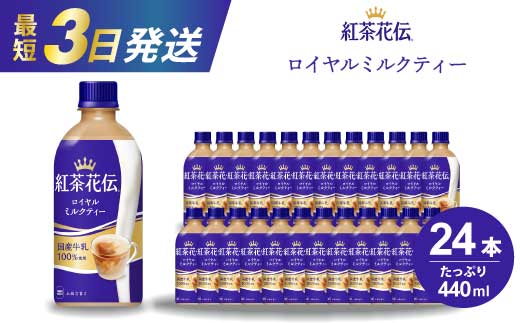 紅茶花伝 ロイヤルミルクティー PET 440ml×24本(1ケース) 最短3日で発送 紅茶 ミルクティー カフェ 飲料 ペットボトル 箱買い まとめ買い 014024  776720 - 広島県三原市