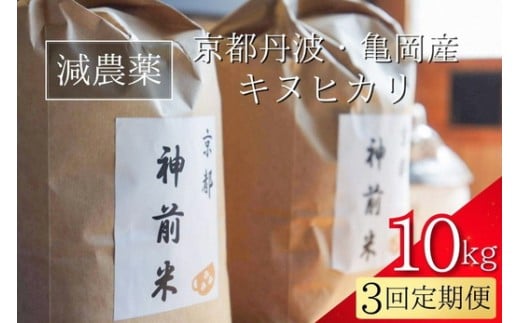 【令和7年産】新米 先行予約 10kg ×3回 京都・神前米 キヌヒカリ 10kg× 3ヶ月 計30kg ☆精米したてをお届け※2025年9月下旬以降順次発送 ≪減農薬 自家栽培米 生産農家 直送 米 精米 クリーン白米≫