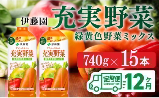 充実野菜 緑黄色野菜ミックスペットボトル　740g×15本　12ヶ月定期便