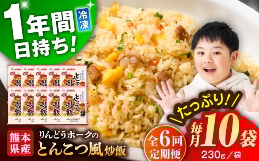 【全6回定期便】熊本県産 こだわり炒飯 りんどうポークのとんこつ風 炒飯 計2.3kg (230g×10)【ユーユーフーズ株式会社】 [BHCS032]
