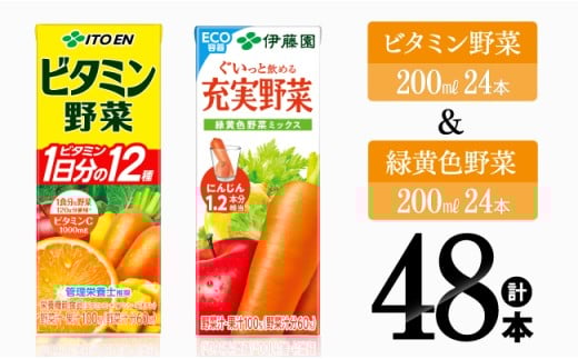 ビタミン野菜(紙)24本＋緑黄色野菜(紙)24本 【 伊藤園 飲料類 野菜 緑黄色野菜 ビタミン野菜 ジュース セット 詰め合わせ 飲みもの 】