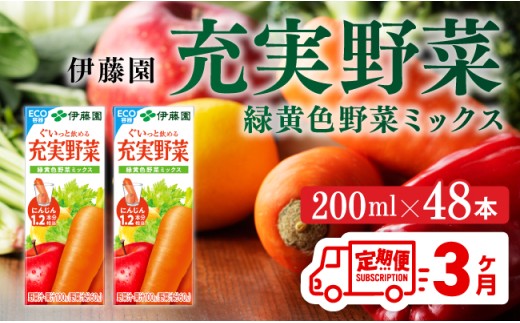 伊藤園 充実野菜 緑黄色野菜ミックス（紙パック）200ml×48本【3ヶ月定期便】 【 全3回 伊藤園 飲料類 野菜ジュース 野菜 ジュース ミックスジュース 飲みもの】