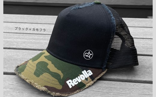 005-127  【ブラック×カモフラ】 帽子 ハット キャップ ファッション ツイル ダメージ メッシュ キャップ 静岡県 牧之原市 REVOLLA 1169541 - 静岡県牧之原市