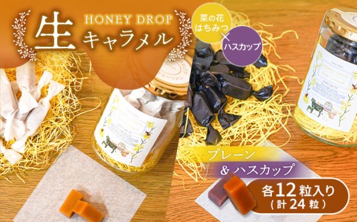 [HONEY DROP]菜の花はちみつ生キャラメル(プレーン・ハスカップ) 2ダース(24粒入り) | 生キャラメル キャラメル フルーツキャラメル ハスカップキャラメル 厚真町産ハスカップ 生乳 濃厚 贅沢 甘酸っぱい くちどけ お菓子 スイーツ 北海道スイーツ ご当地スイーツ お取り寄せ 北海道 恵庭市 恵庭[750003]