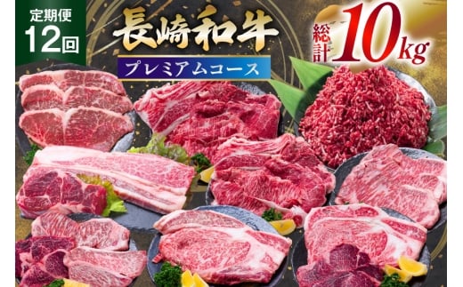 牛肉 長崎和牛 12回定期便 プレミアムコース [水田精肉店 長崎県 雲仙市 item2301] 肉 和牛 お肉 牛 国産 ステーキ 焼肉 すき焼き しゃぶしゃぶ サーロイン カルビ ミンチ ひき肉