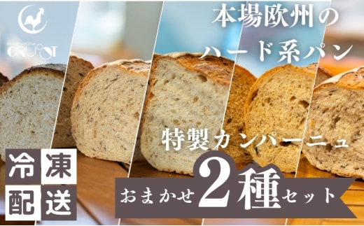 本場欧州のハード系パン　特製カンパーニュ　2種セット （種類ランダム/焼成前各1kg）