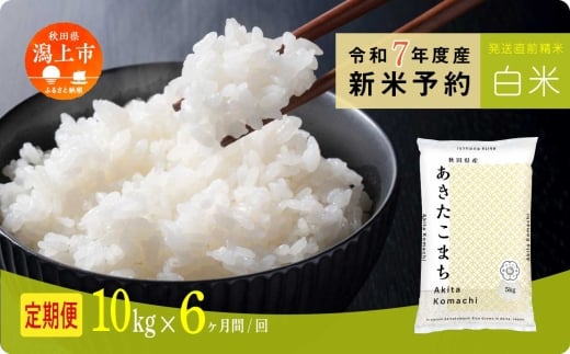 《先行予約》 白米 定期便 あきたこまち 令和7年産 10kg(5kg×2) × 6ヶ月 選べる 容量 5kg袋 小分け 選べるお届け回数 3ヶ月 6ヶ月 12ヶ月 米 グルメ こめ コメ 【秋田のこまち農場】 2182828 - 秋田県潟上市
