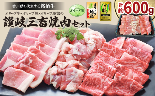 讃岐三畜焼肉セット(オリーブ牛・オリーブ豚・オリーブ地鶏)計600g【1609283】 2169160 - 香川県香川県庁