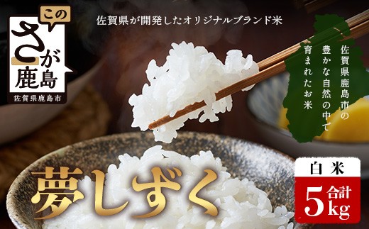 [鹿島市産]＼生産者直送/ 夢しずく 白米5kg 夢しずく 佐賀県産夢しずく 佐賀県鹿島市 お米 米 精米 玄米 ふるさと納税 お米 ご家庭用米 主食ギフト 美味しいお米 お取り寄せ 贈答用米 食卓応援