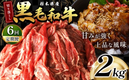 最高位賞を受賞！【定期便6回】栃木県産黒毛和牛切り落とし 2000g |定期便 6回 和牛切り落とし 黒毛和牛切り落とし 栃木県産黒毛和牛 すき焼き 牛丼 高級 ご褒美  ふるさと納税 送料無料 那珂川町 栃木県 2193541 - 栃木県那珂川町