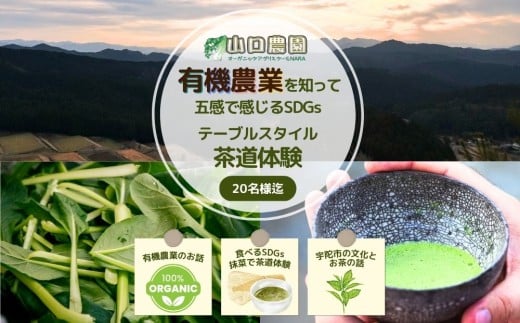 有機農業 を知って五感で感じる SDGs テーブルスタイル 茶道 体験 20名様迄/ 畑見学 食べられる染料 Nara Green 抹菜 農家 有機野菜 オーガニック 無農薬 関西 チケット カレー 山口農園 奈良県 宇陀市 ふるさと納税