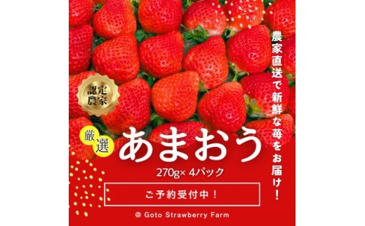 ＜先行予約＞福岡県産あまおう 約270g×4パック【1177858】 2185430 - 福岡県大野城市