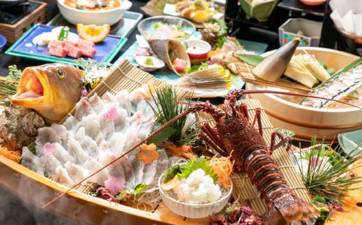 [豪華3大海づくし・Jrスイート][天然魚姿造り+鮑+伊勢海老]ペア宿泊券 旅行 宿泊 チケット
