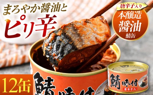 鯖味付缶詰【唐辛子入】12缶｜ 着日指定可 サバ缶 鯖缶 さば缶 鯖 サバ さば 缶詰 サバ缶詰 鯖缶詰 缶 詰合せ 詰め合せ セット 非常食 防災 備蓄 常温 常備食 保存食 [BFAB017] 673416 - 福井県小浜市