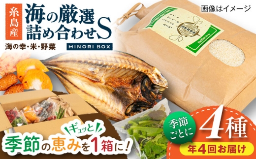 [全4回定期便] 糸島産 魚 米 野菜 果物 厳選詰め合わせ MINORI BOX Sサイズ[季節ごとに年4回お届け] 糸島市 / emma.Inc / 米 魚 野菜 詰め合わせ 