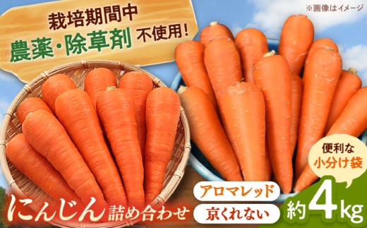 [栽培期間中農薬不使用]人参2種詰め合わせ(アロマレッド・京くれない)(計10袋) 合鴨家族 古野農場/桂川町 [ADAL017]