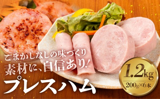 プレスハム 200g×6 計1.2kg ジューシー 国産 10000円 大容量 訳あり おかず 毎日の食卓に お弁当 デコ弁 晩酌 おつまみ サラダ ハムカツ クリスマス・年末年始のオードブルに 2194267 - 愛知県豊橋市