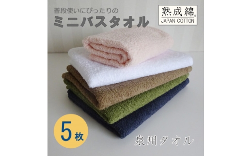 泉州タオル「普段使いにぴったりのミニバスタオル」5枚セット 099H736【1511785】 1441894 - 大阪府高石市
