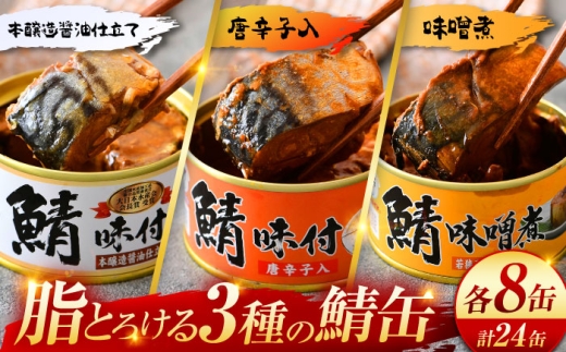 鯖缶詰 24缶 詰め合わせB 180g×24缶 本醸造醤油仕立て 唐辛子 味噌煮｜着日指定可 サバ缶 鯖缶 さば缶 鯖 サバ さば 缶詰 サバ缶詰 鯖缶詰 缶 詰合せ 詰め合せ セット 非常食 防災 備蓄 常温 常備食 保存食 [BFAB038] 673394 - 福井県小浜市