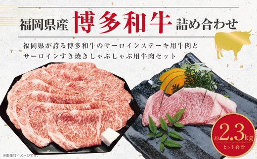 博多和牛のサーロインのステーキ用と薄切り肉の詰め合わせ(計約2,300g)