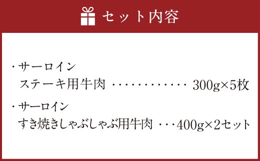 博多和牛のサーロインのステーキ用と薄切り肉の詰め合わせ（計約2,300g）