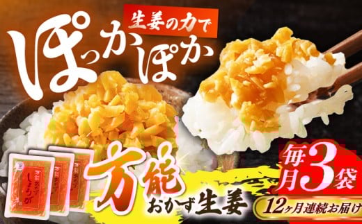 【12回定期便】高知県産生姜を使った、万能おかず生姜3袋セット 【株式会社 四国健商】 [ATAF145] 生姜 ショウガ 薬味 おかず 卵焼き チャーハン 高知 1971924 - 高知県高知市