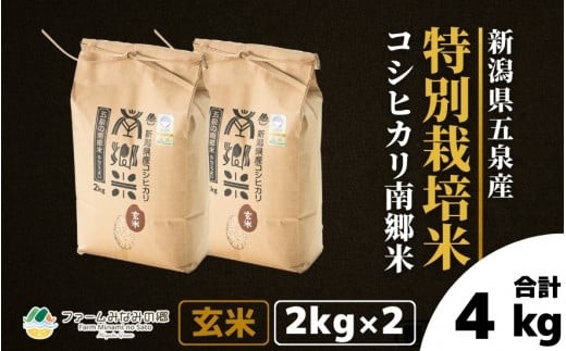 令和7年産 特別栽培米 新潟県五泉産コシヒカリ 「南郷米」 玄米 4kg 新潟県 五泉市 ファームみなみの郷 1422756 - 新潟県五泉市
