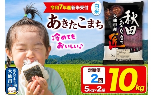 ＜令和7年産 新米受付＞《定期便2ヶ月》米【白米】秋田県大仙市産 あきたこまち 精米 10kg（5kg×2袋）令和7年産 2187378 - 秋田県大仙市