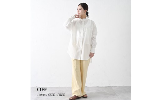 [THE INDUSTRY WORKS]ベーシックスタンドカラーシャツ(オフ)・1着 TIW-W036(74-28) レディース カジュアルシャツ