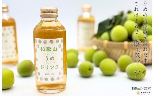 和歌山のうめドリンク 180ml × 24本  和歌山産 紀州の梅使用 無添加 ストレート 【みかんの会】