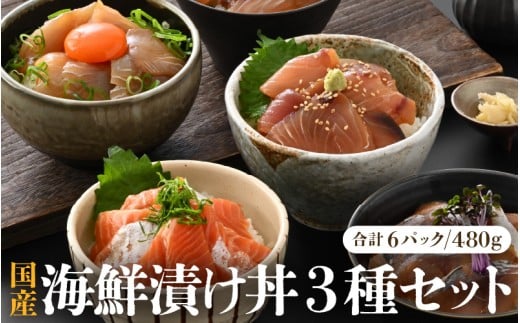 人気鮮魚店が贈る！海鮮漬け丼 3種セット ／ 海鮮丼 鯛 サーモン さわら はまち ぶり あじ 冷凍パック [aw002-a012] 2191827 - 福井県あわら市