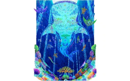 [琉球イラストレーション] 与儀勝之 『海の星 〜月夜の宮〜 / Star of the Sea - Moonlight palace -』 額装Mサイズ インテリア 雑貨 アート おしゃれ おすすめ 沖縄市 / yogima office [BCAI017]