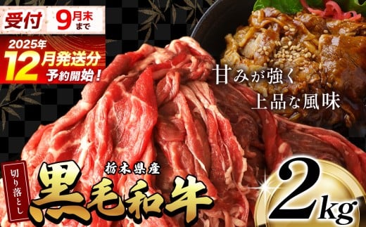 【12月発送】最高位賞を受賞！栃木県産黒毛和牛切り落とし 2000g | 和牛切り落とし 黒毛和牛切り落とし 栃木県産黒毛和牛 すき焼き 牛丼 高級 ご褒美  ふるさと納税 送料無料 那珂川町 栃木県