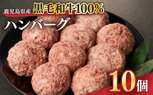1525 鹿児島県産黒毛和牛100%ハンバーグ10個 KN041-008 1054633 - 鹿児島県鹿屋市