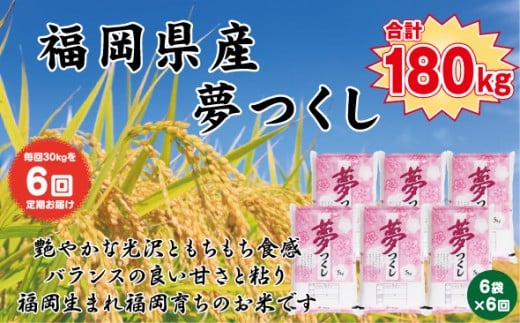 【定期便全6回】【令和7年産新米予約】【食味鑑定士厳選】福岡県産 夢つくし30kg (5kg×6袋) 合計 180kg 2192292 - 福岡県大川市