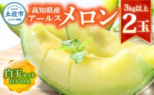 高級土佐アールスメロン2玉入り メロン めろん 白玉セット 白玉×白玉 3kg以上 舐瓜 果物 くだもの フルーツ デザート スイーツ おやつ 高級 常温 配送