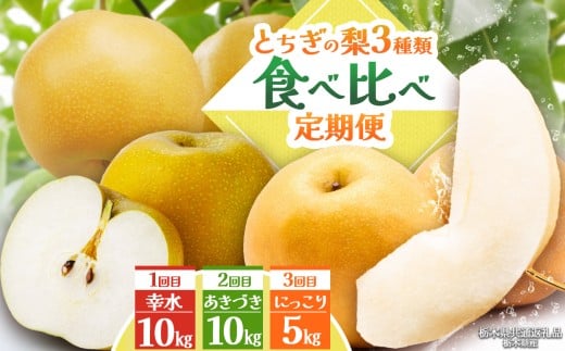 【栃木県共通返礼品】【2025年先行予約】とちぎの梨たっぷり食べ比べ定期便 | にっこり 幸水 あきづき 梨 なし ナシ 新品種 先行予約 大粒 新鮮 甘い 美味しい 果物 くだもの フルーツ ふるーつ 共通返礼品 フルーツ デザート 栃木県 那珂川町 定期便 