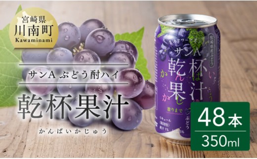 サンA乾杯果汁ぶどう酎ハイ　350ml缶×24本×2ケース 【 飲料 酎ハイ お酒 ぶどう 宮崎県産 】