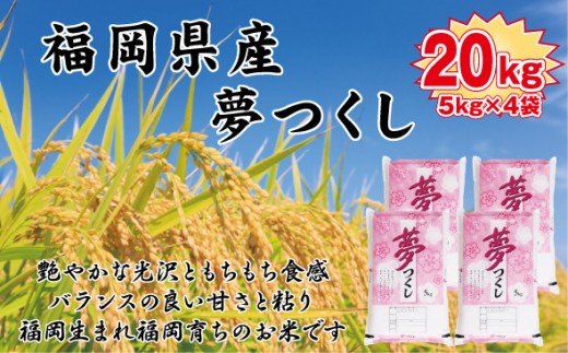 【令和7年産新米予約】【食味鑑定士厳選】福岡県産 夢つくし20kg (5kg×4袋) 2192281 - 福岡県大川市