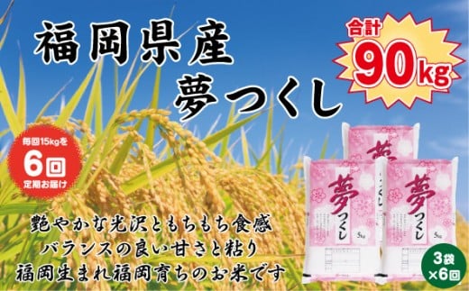 【定期便全6回】【令和7年産新米予約】【食味鑑定士厳選】福岡県産 夢つくし15kg (5kg×3袋) 合計 90kg 2192290 - 福岡県大川市
