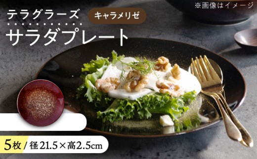 【美濃焼】 テラグラーズ サラダプレート キャラメリゼ 5客揃 瑞浪市 / アワサカ 食器 皿 プレート [AZAD024] 1436618 - 岐阜県瑞浪市