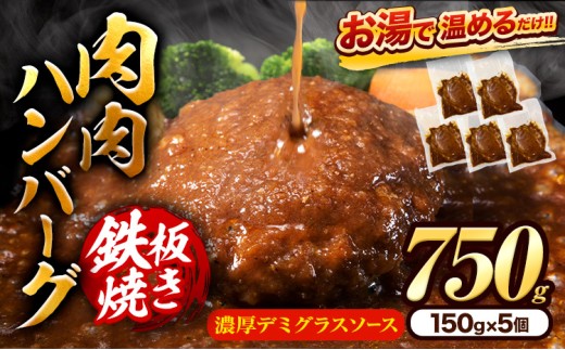 肉 ハンバーグ 温めるだけ 鉄板焼き 肉肉ハンバーグ デミグラスソース  150g 5個 《30日以内に出荷予定(土日祝除く)》熊本県 大津町 国産 牛肉 豚肉 鶏肉 ハンバーグ 温めるだけ 専門店監修 小分け 送料無料 デミ  st-p