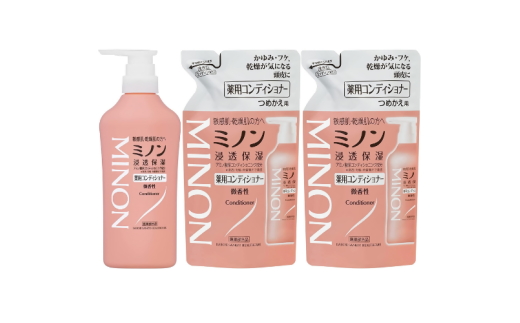 【25056】ミノン薬用コンディショナー１本、詰替用２個セット